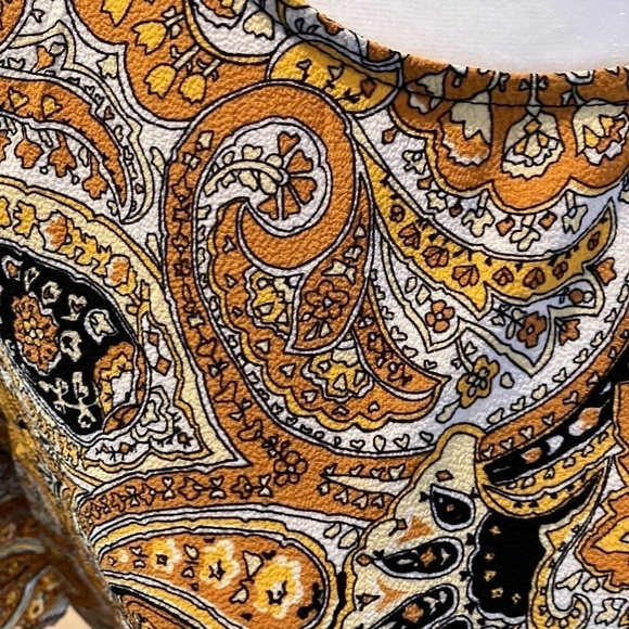 NWT MICHAEL Michael Kors Ruffled Marigold Paisley Peasant Top Ruched - Picture 5 of 6